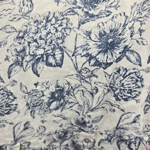 Terzo Millennio Cream Blue Made in Italy 100% Linen  Short Sleeved Top Large - Picture 12 of 14